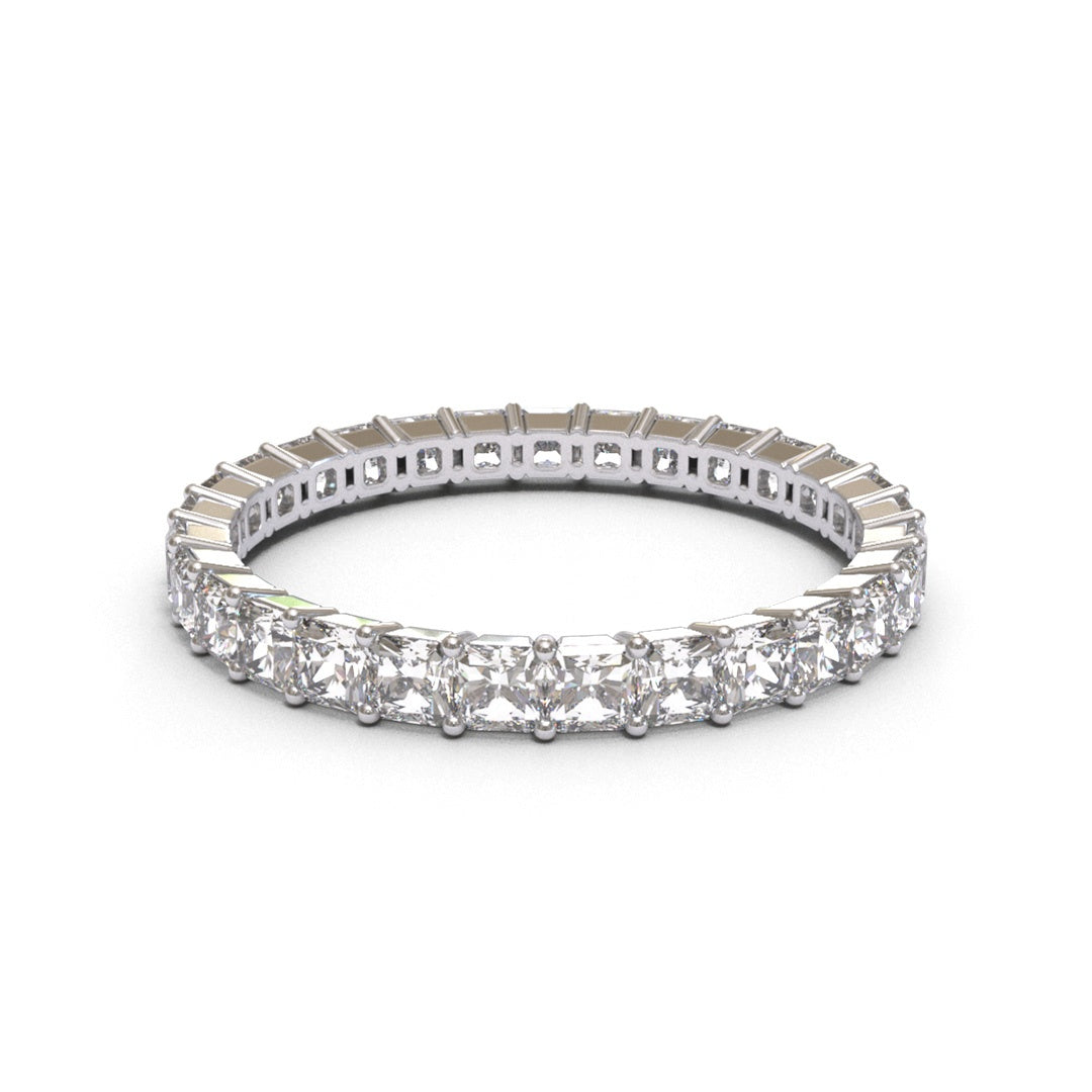 Radiant Basket Eternity Full Pave 18K White Gold 2.2mm band