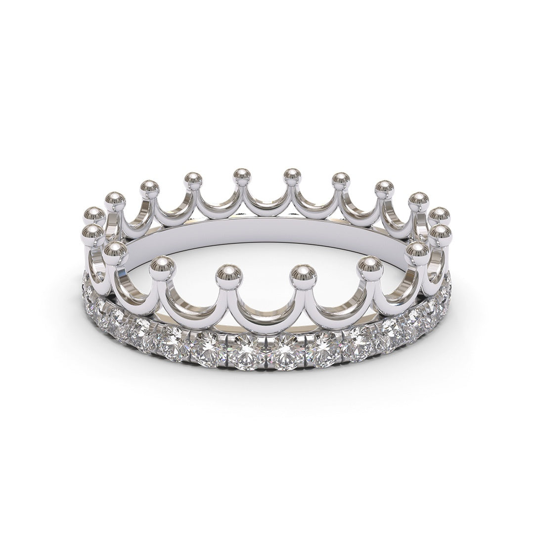 Crown Eternity Full Pave 18K White Gold 4.4mm wide