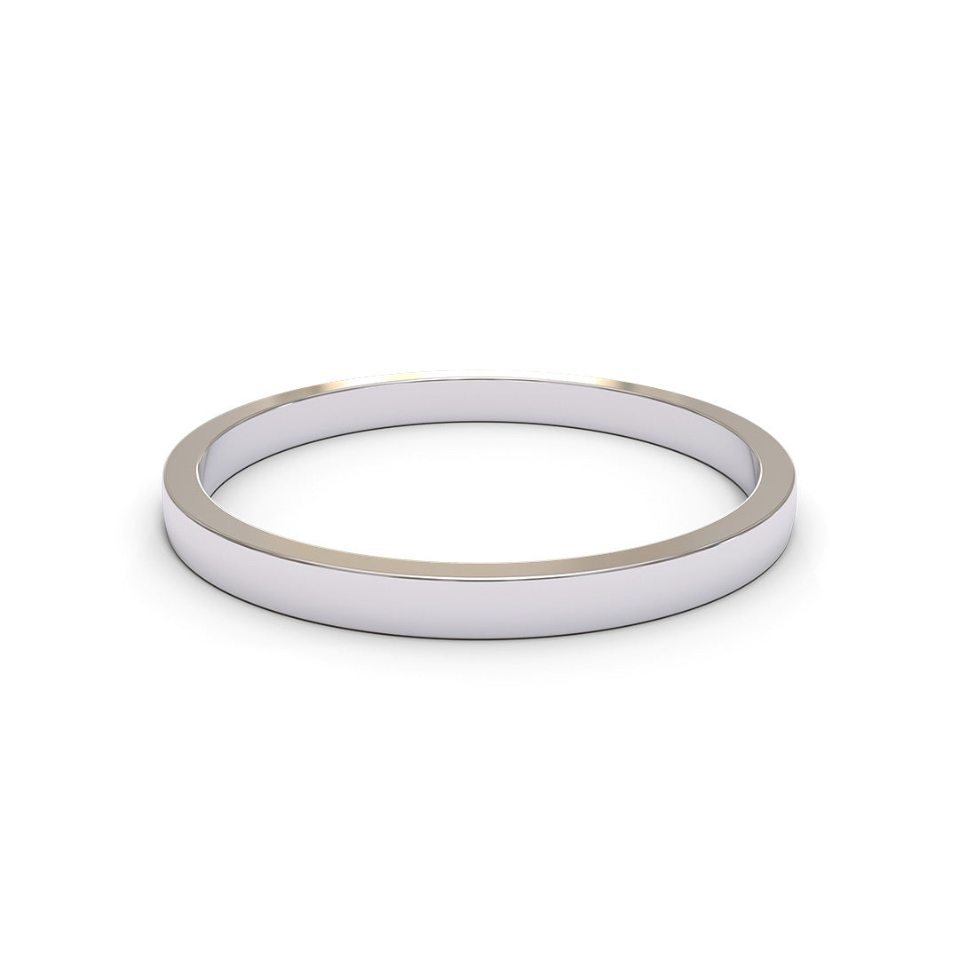 Flat 18K White Gold 1.6mm band