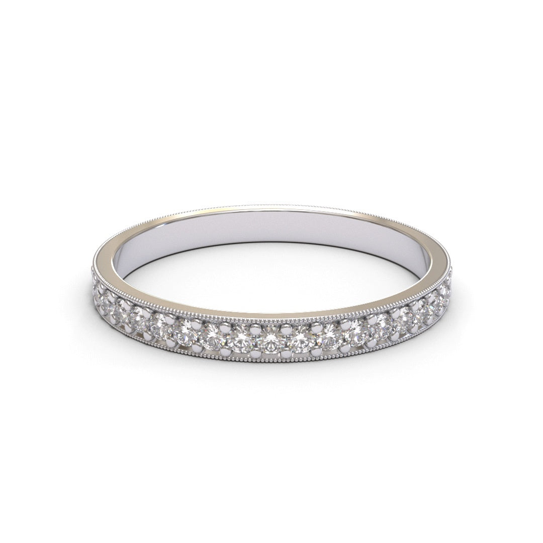 Millgrain Full Pave Eternity 18K White Gold 3mm band