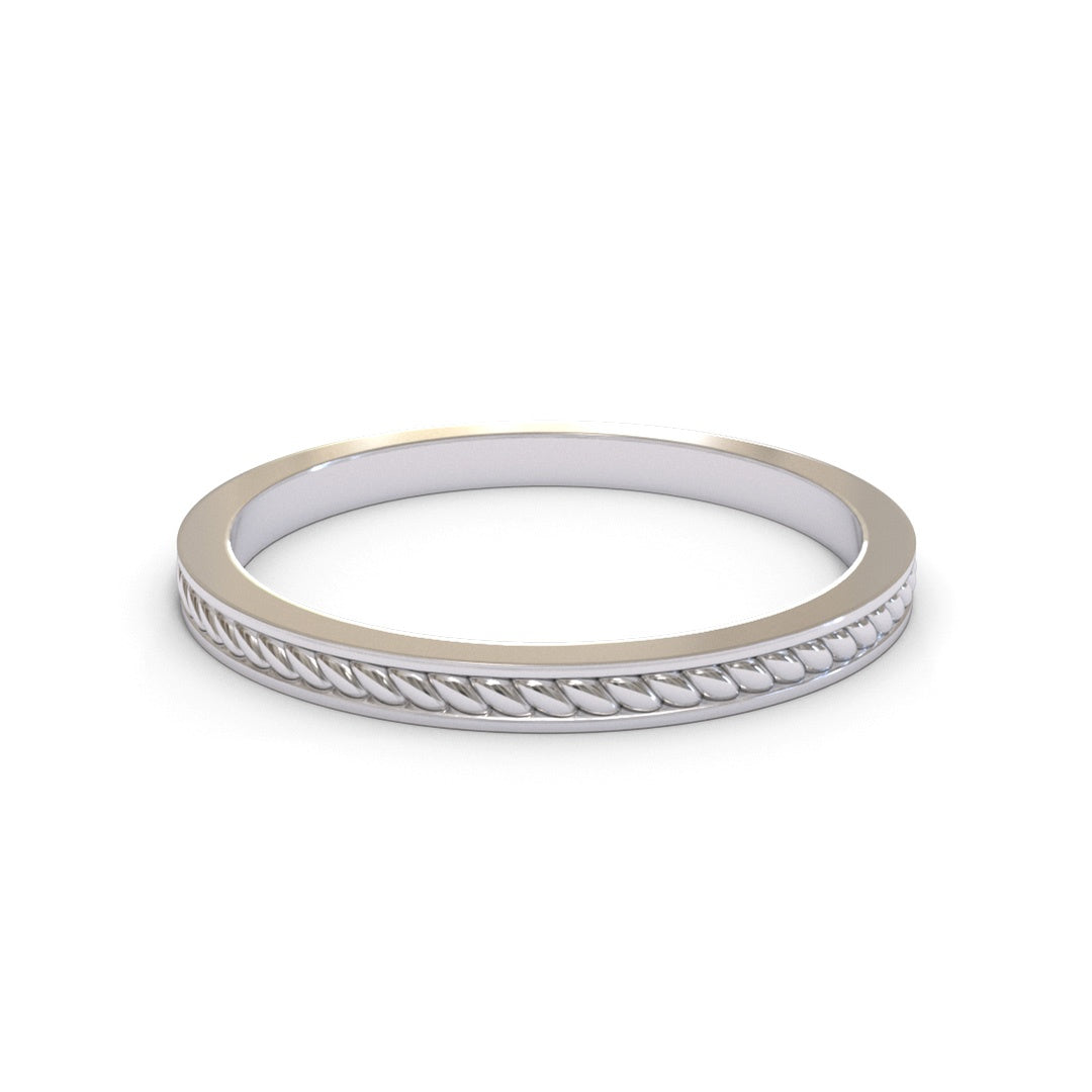 Pattern 18K White Gold 2mm band