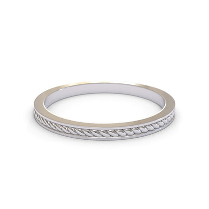 Pattern 18K White Gold 2mm band