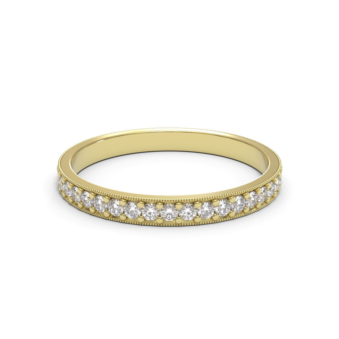 Millgrain Full Pave Eternity 18K White Gold 2mm band