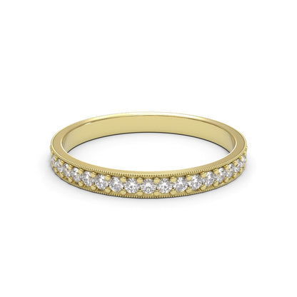 Millgrain Full Pave Eternity 18K White Gold 2mm band